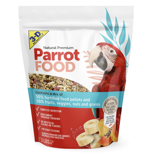 (3 Pack) Natural Premium Parrot Food, with Fortified Pellets, 3 Lbs