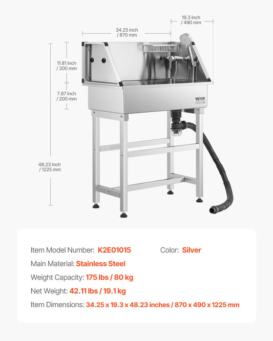 TOTEMPAW™ | Stainless Steel Pet Grooming Bathtub with Faucet