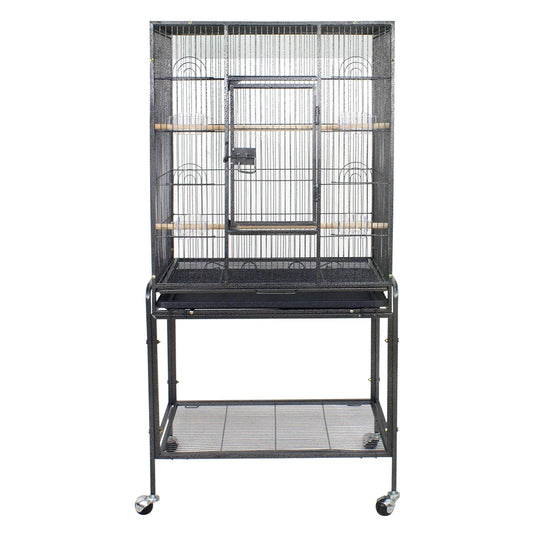 53.3 in Large Wrought Iron Bird Cage W/Perches for Cockatiels Parrot Parakeet Black