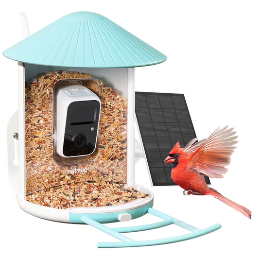 Bird Feeder with Camera, Smart Bird Camera with Solar Panel, AI Identify 6000+ Species, Automatic Reminder Recording, Ideal Gift