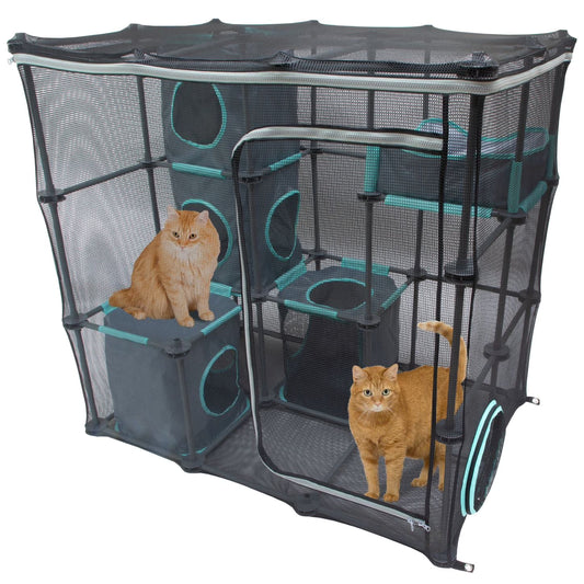 Outdoor Cat Enclosure Catio with Mesh Walls, Zip Door, Fits Multiple Cats