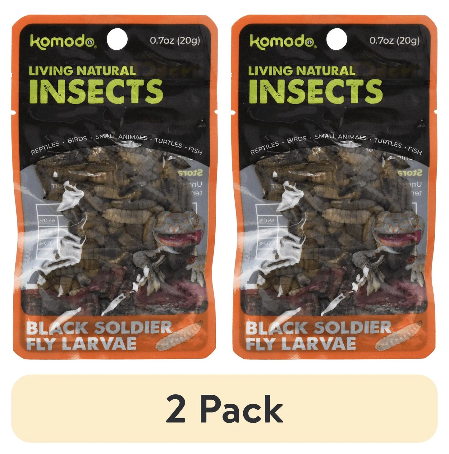 (2 Pack)  Black Soldier Fly Larvae Reptile Food